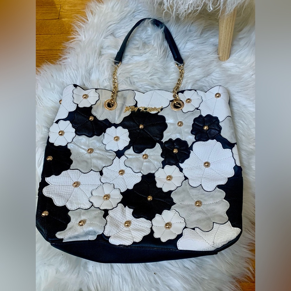 Amazing Betsey Johnson Floral Appliqué Tote Bag